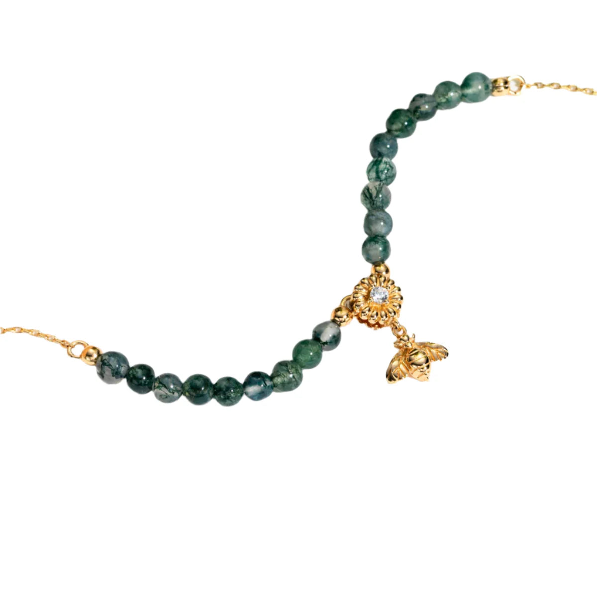 Moss Agate Beads Strand Bracelet