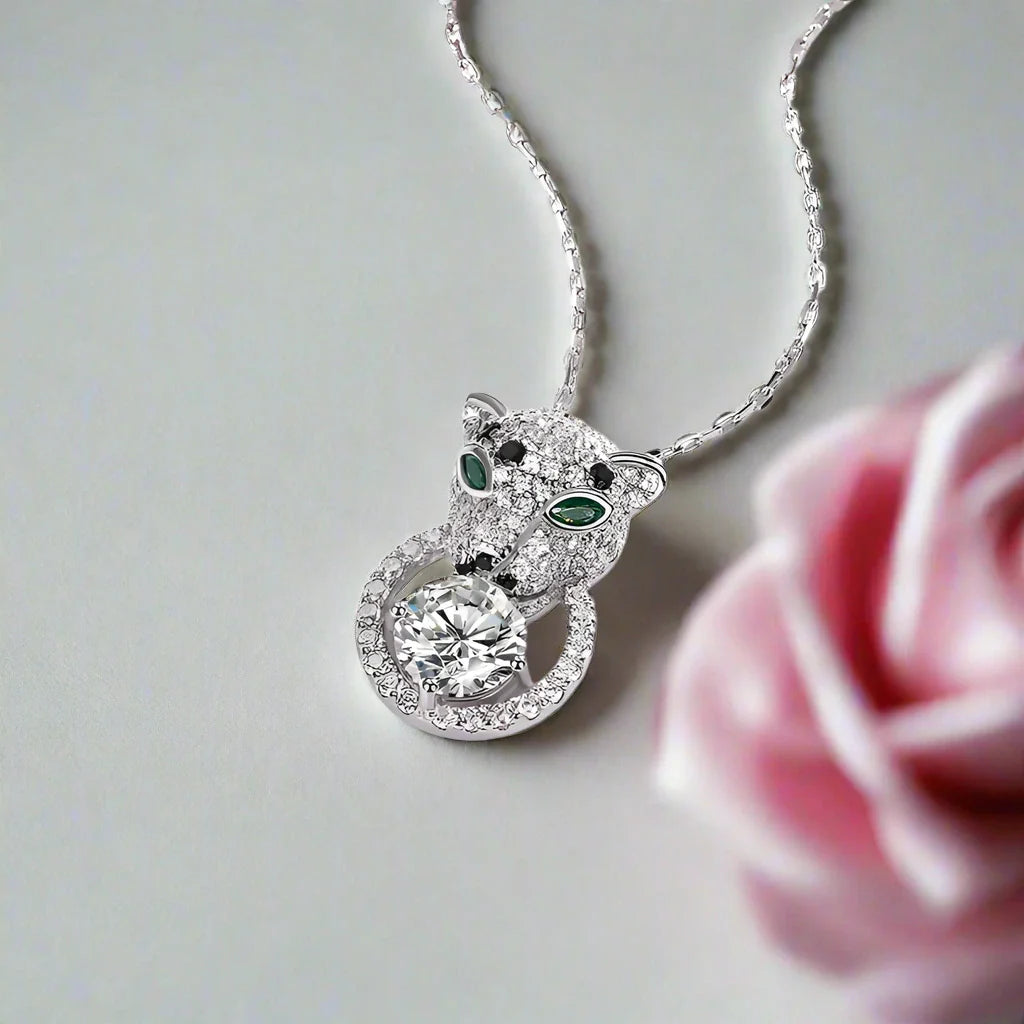 Leopard Head Diamonds Punk Necklace