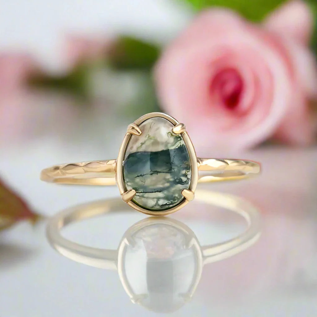 Natural Moss Agate Vintage Ring