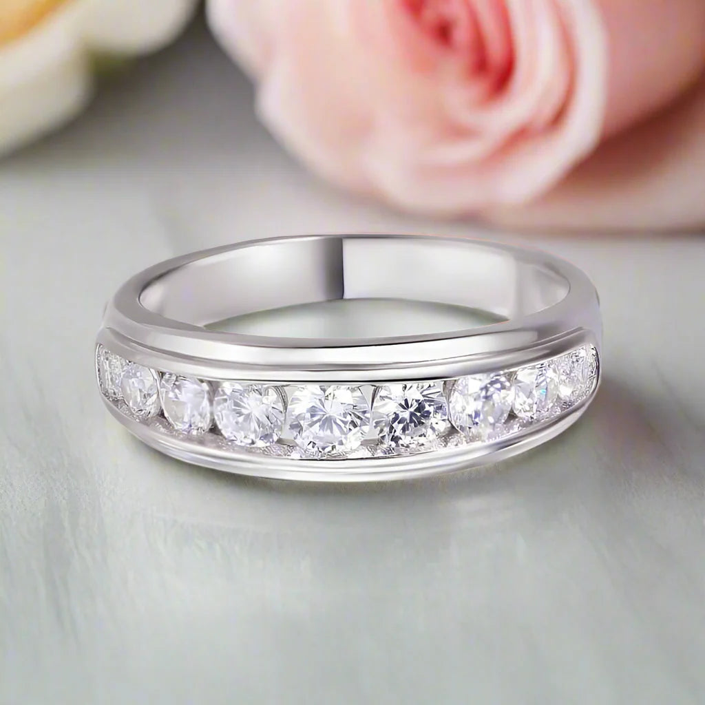 Elegant Round Cut Diamond Eternity Wedding Band