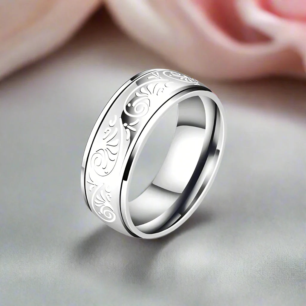 Simple Black Domed Hip-hop Ring Band