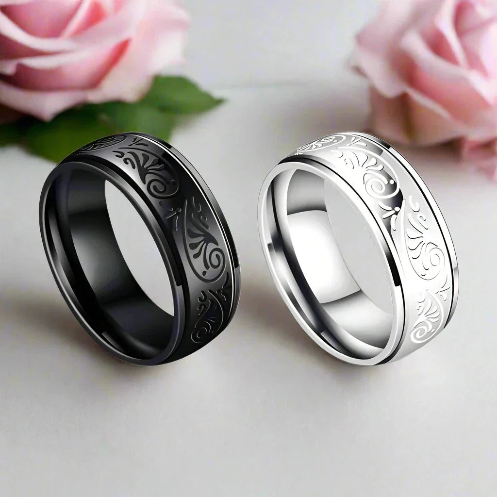 Simple Black Domed Hip-hop Ring Band