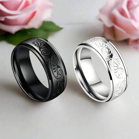 Simple Black Domed Hip-hop Ring Band