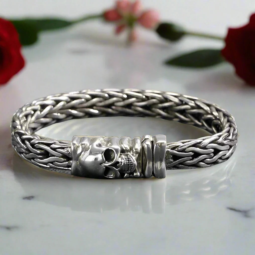 Skull Braided Punk Bracelet