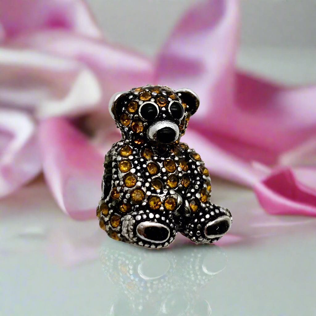 Teddy Bear with Brown Diamond Charm Pendant