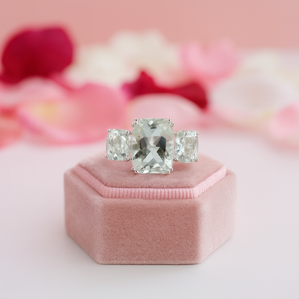 Three-stone Cushion Cut Diamond Ring