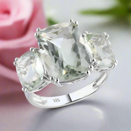 Three-stone Cushion Cut Diamond Ring