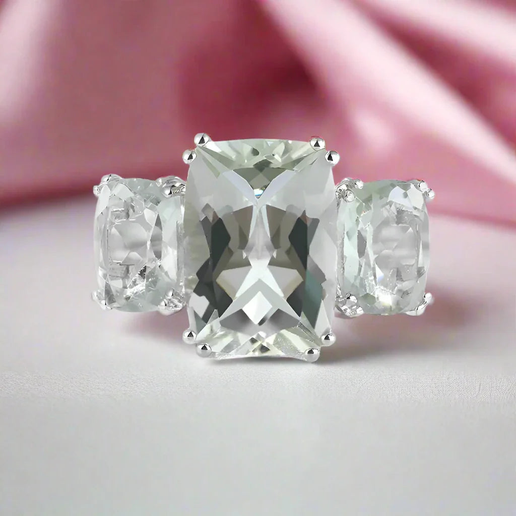 Three-stone Cushion Cut Diamond Ring