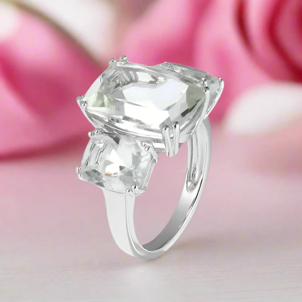 Three-stone Cushion Cut Diamond Ring