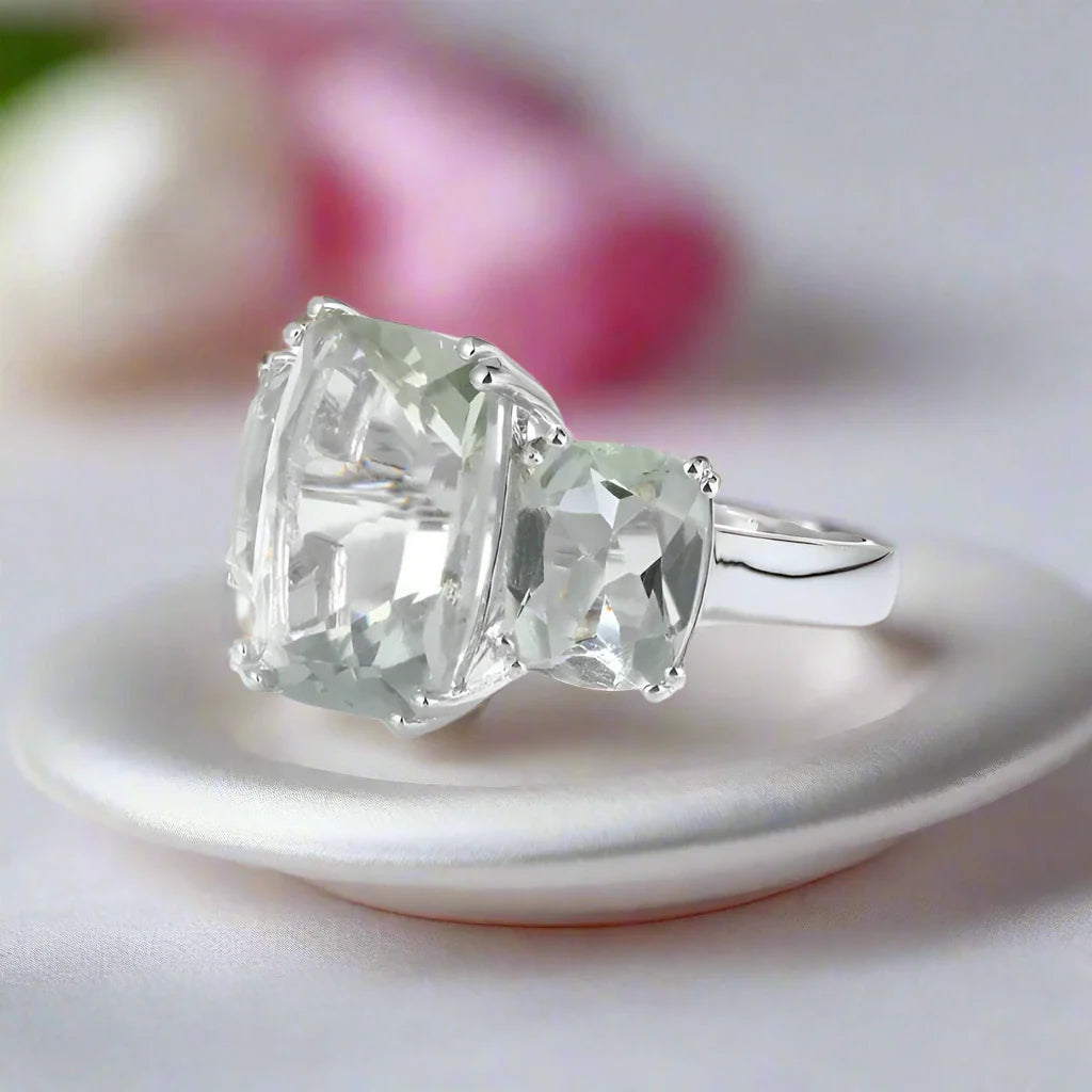Three-stone Cushion Cut Diamond Ring