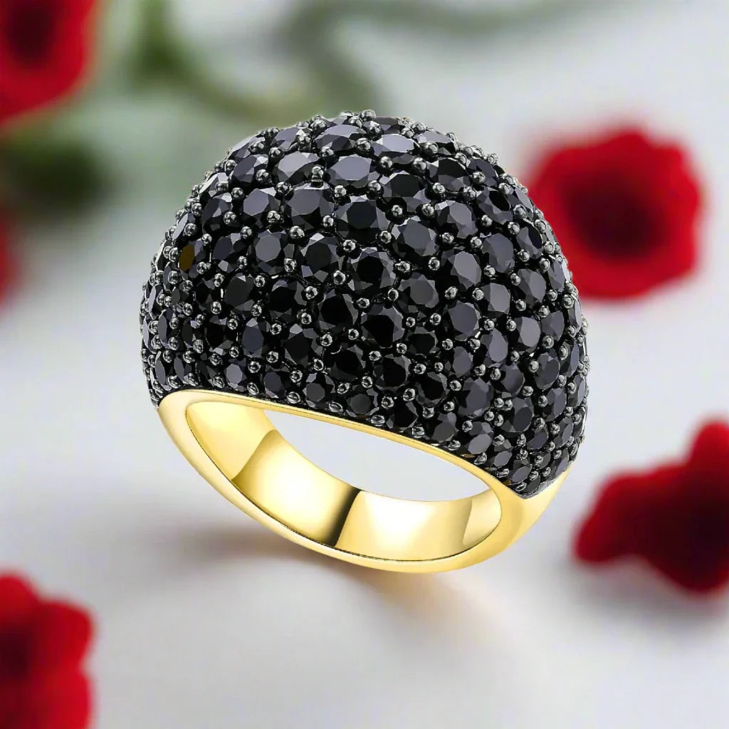 Unique 5.20 Ct Round-cut Black Spinel Ring