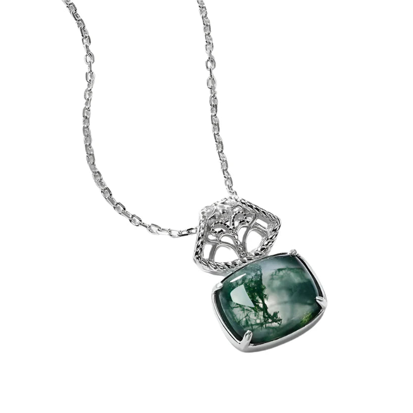 Unique Natural Moss Agate Jewelry Set