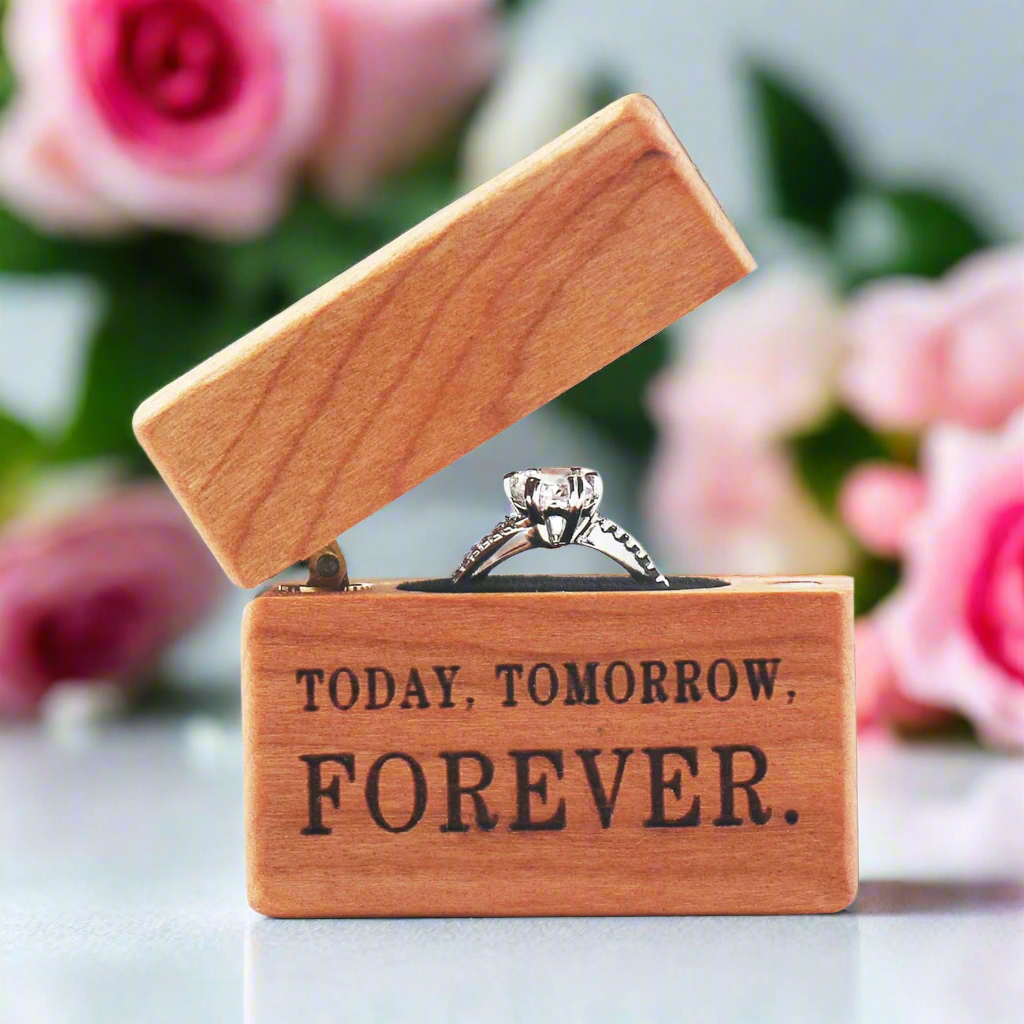 Forever- Mini Wooden Ring Box Single Slot