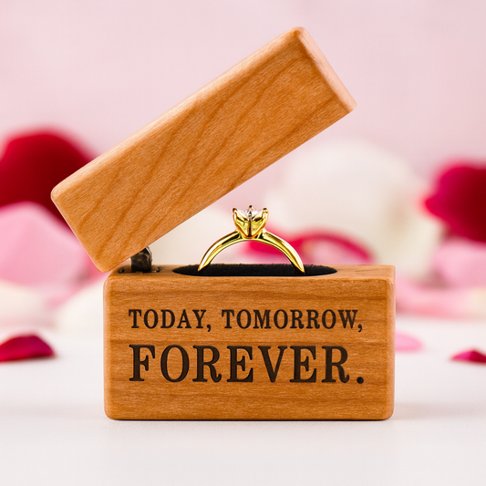 Forever- Mini Wooden Ring Box Single Slot