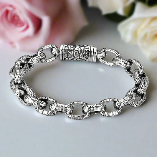 Vintage Bold Stone Chain Pattern Bracelet