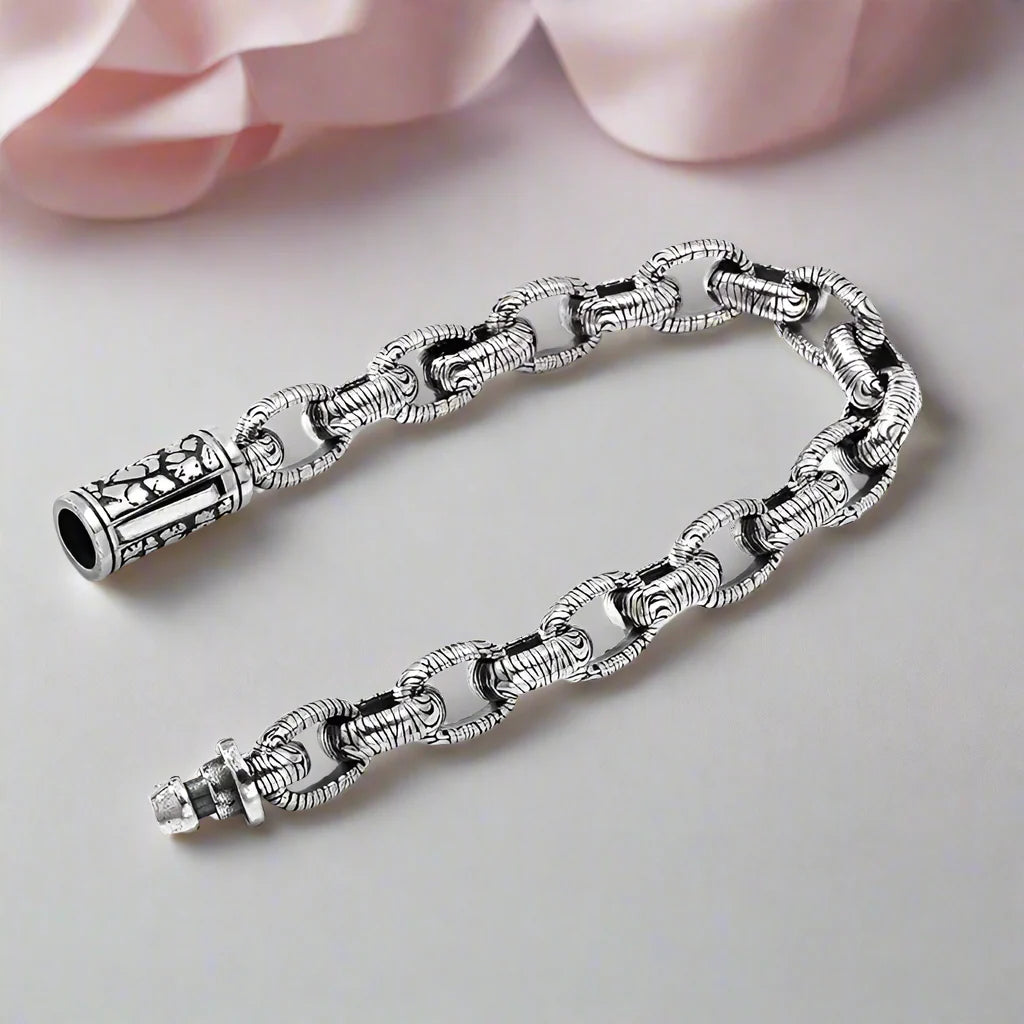 Vintage Bold Stone Chain Pattern Bracelet