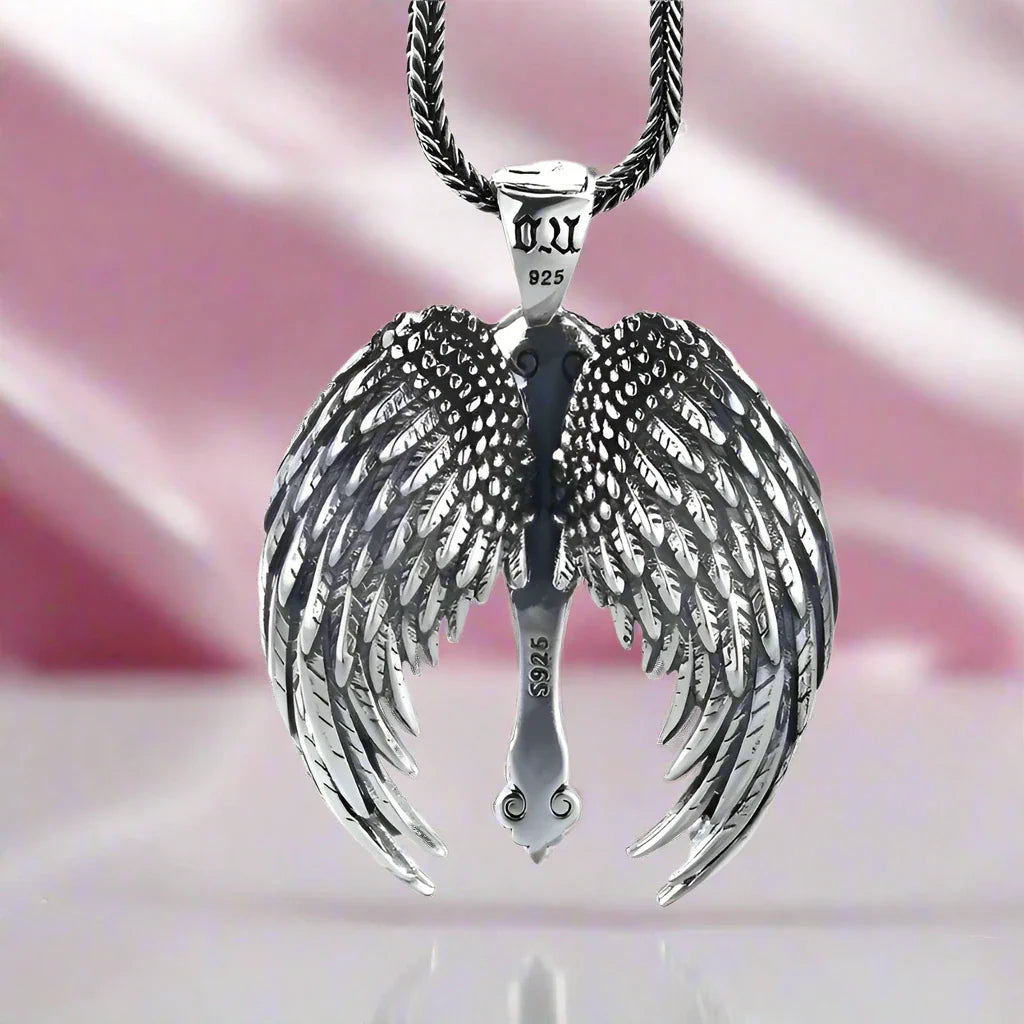 Vintage Cross Feather Wings Pendant