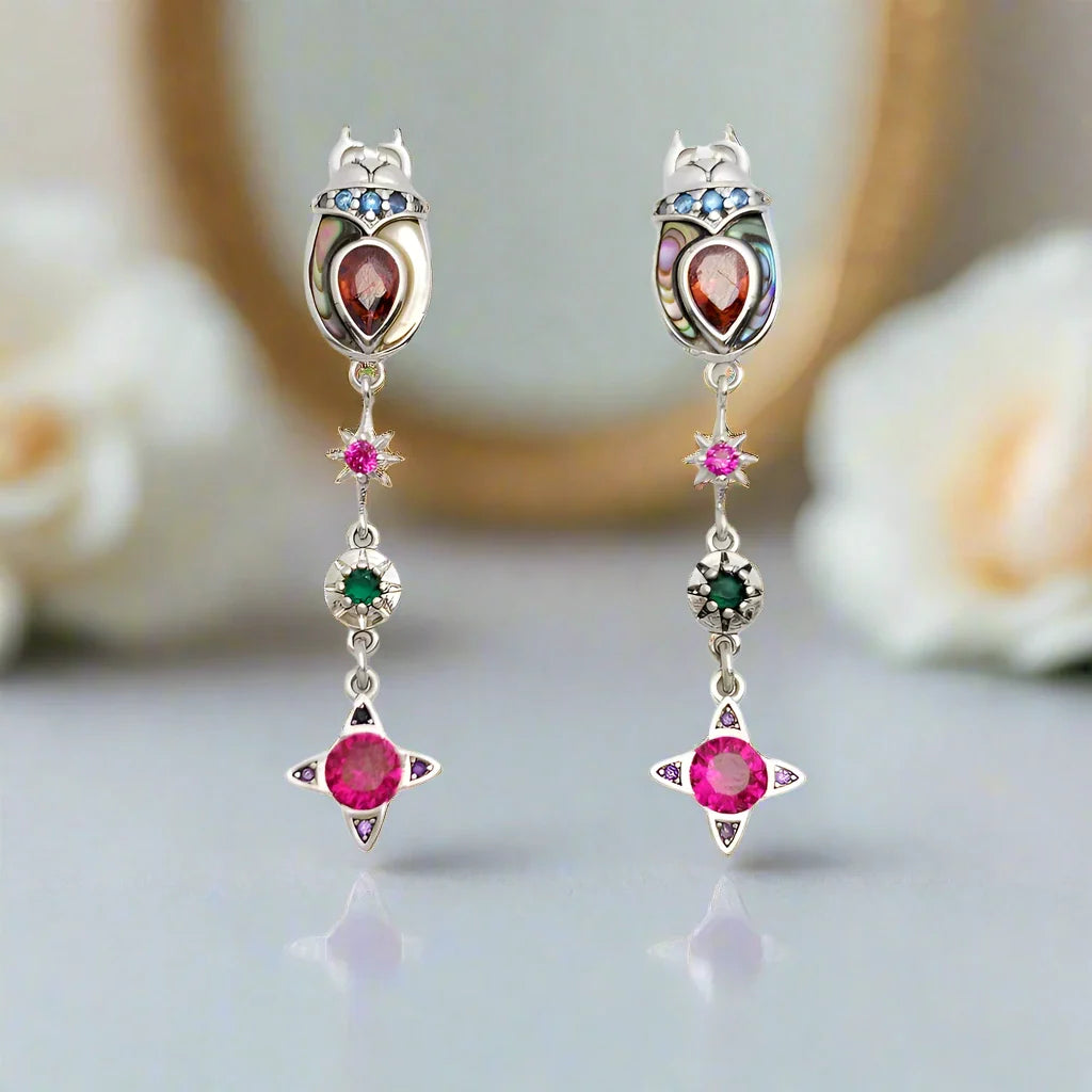 Vintage Scarab Drop Earrings