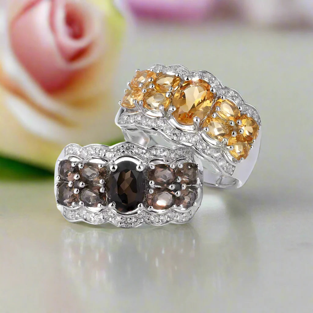 Vintage Style Oval Cut Create Citrine Gemstone Halo Ring
