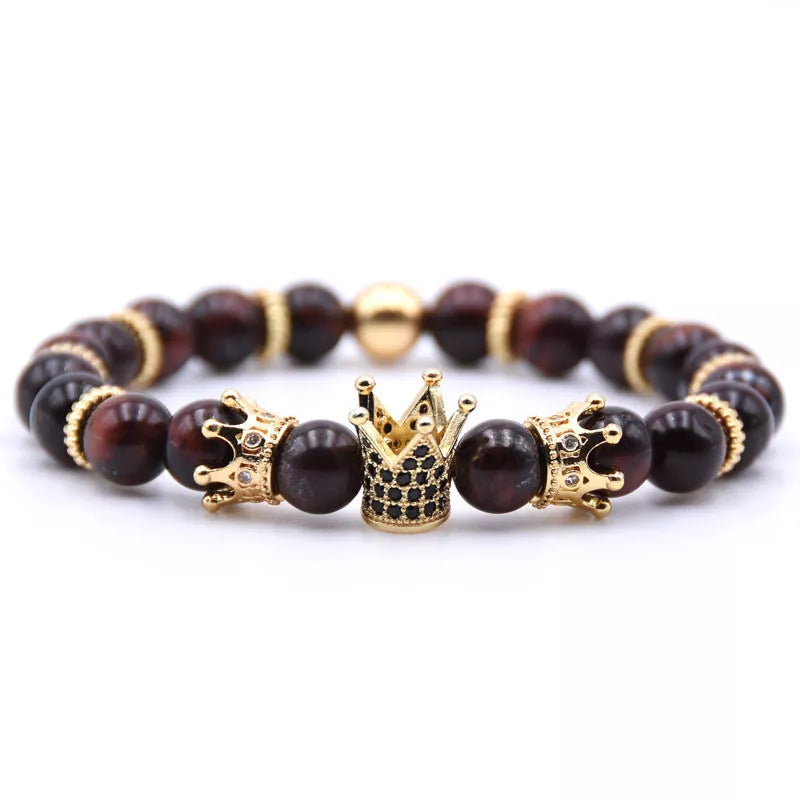 Volcanic Stone Crown Bead Bracelet