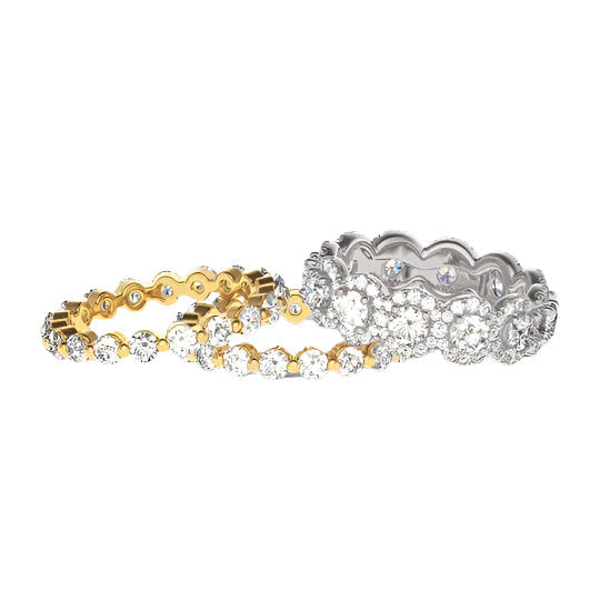 2 Tone 5.0ct Round Cut 3PC Wedding Band Set