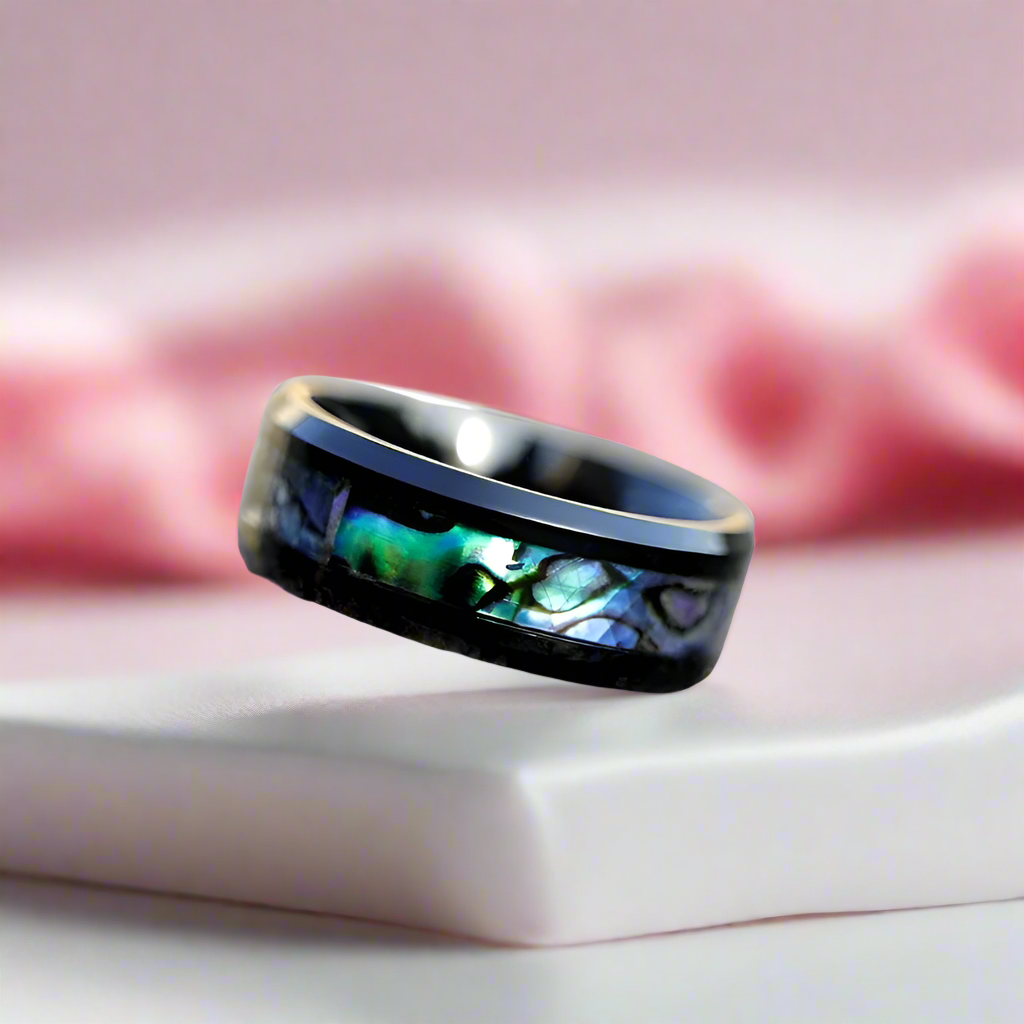 Abalone Shell Men's Titanium Wedding Band