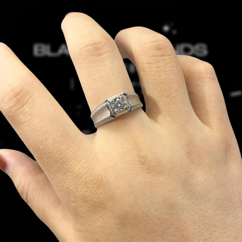 Round Cut 1.0 Ct Diamond Mens Ring