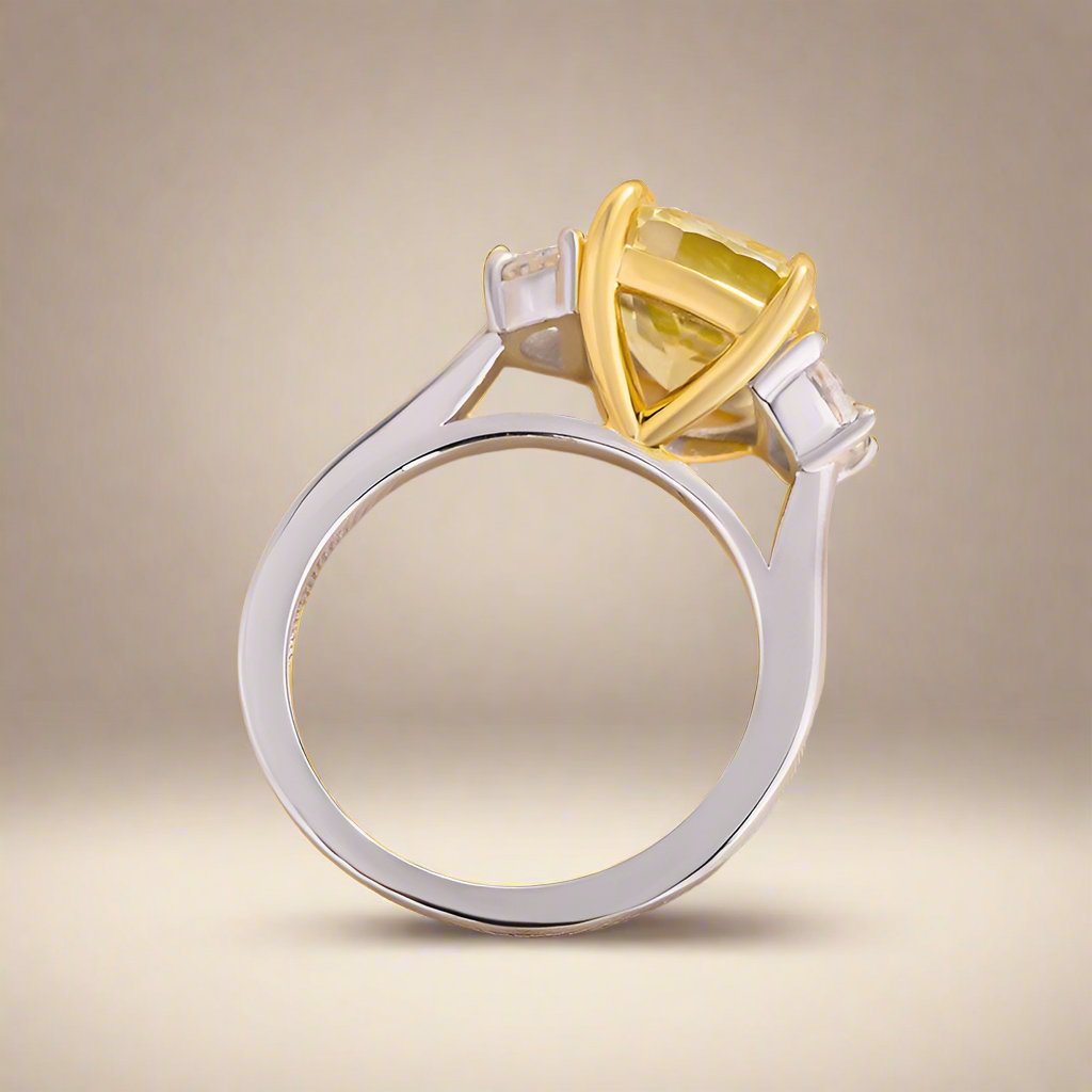 VIP Custom Ring- 1.5 ct Cushion Cut Yellow Stone (Aftersale Service)