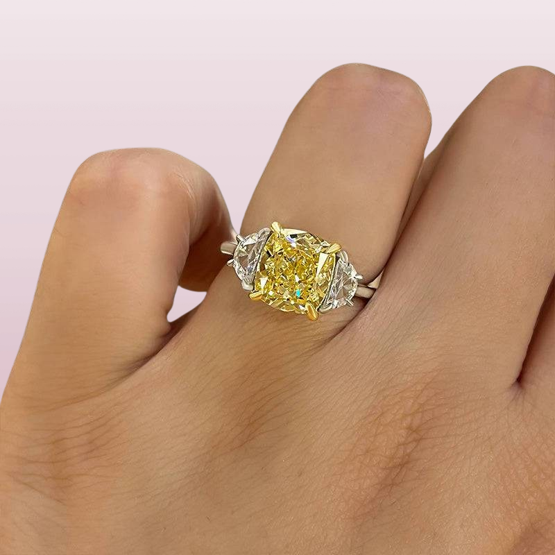 VIP Custom Ring- 1.5 ct Cushion Cut Yellow Stone (Aftersale Service)