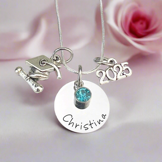 Personalized Graduation Necklace with Birthstone