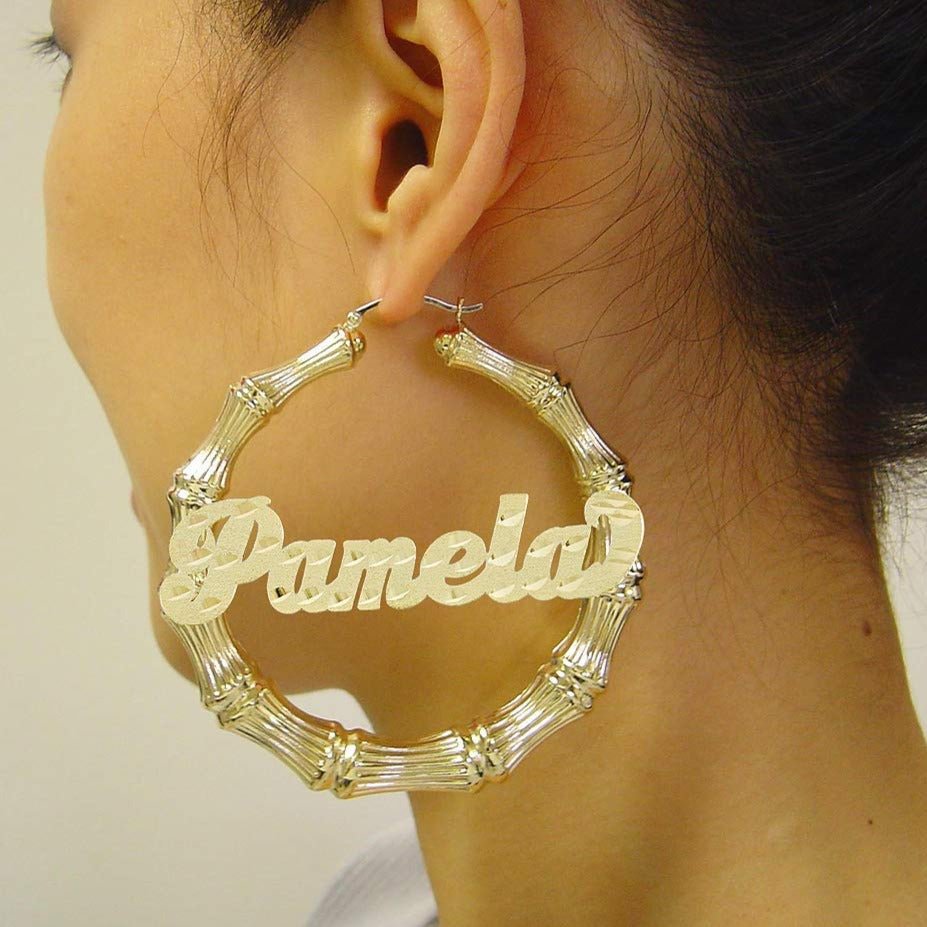 VIP Custom Name 40mm-100mm Bamboo Earrings (Aftersale Service)
