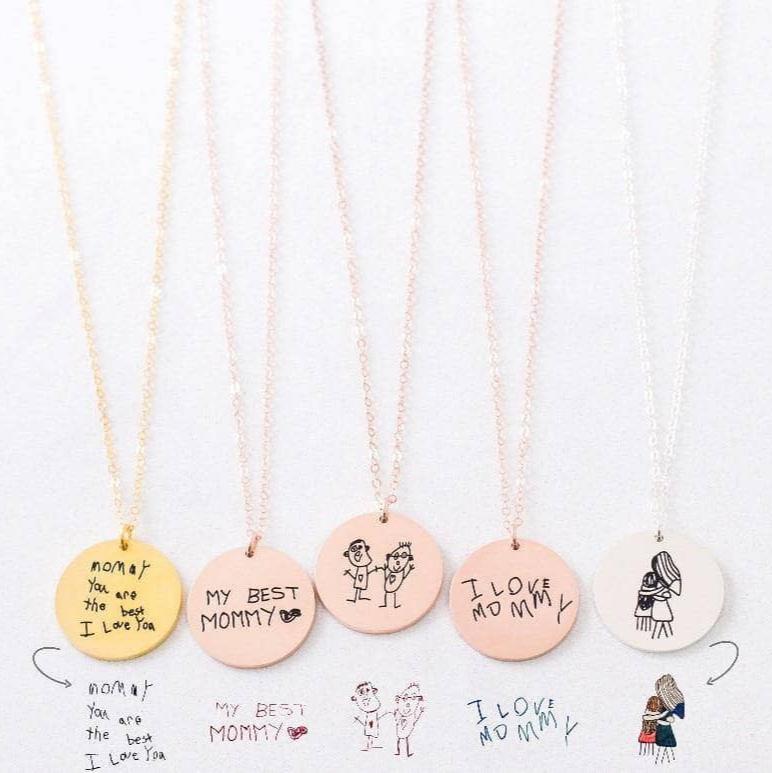 Customized Children's Drawing 925 Sterling Silver Memory Necklace
