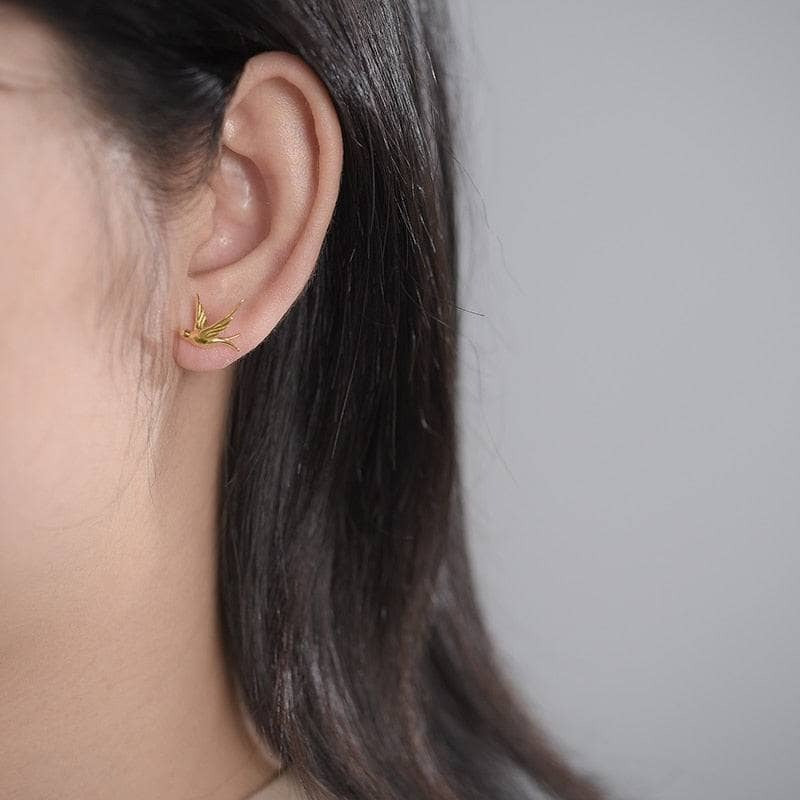 Flying Swallows Stud Earrings