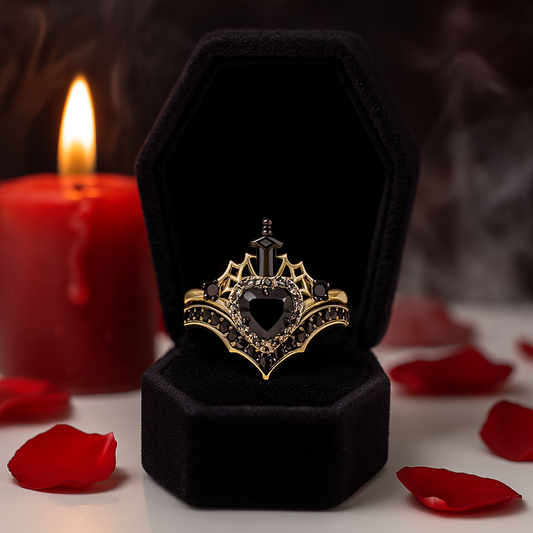 Queen of Hearts- Heart Shape Diamond Gothic Wedding Ring