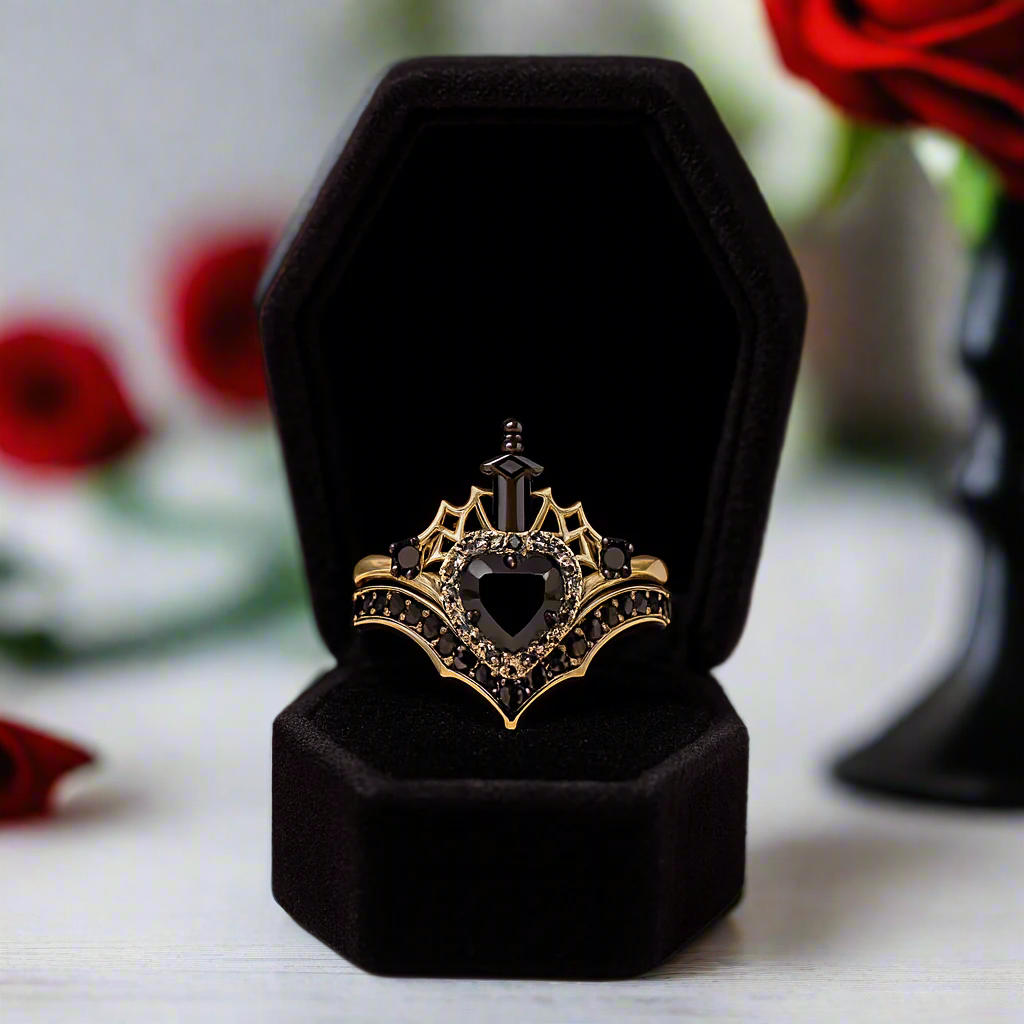 Queen of Hearts- Heart Shape Diamond Gothic Wedding Ring