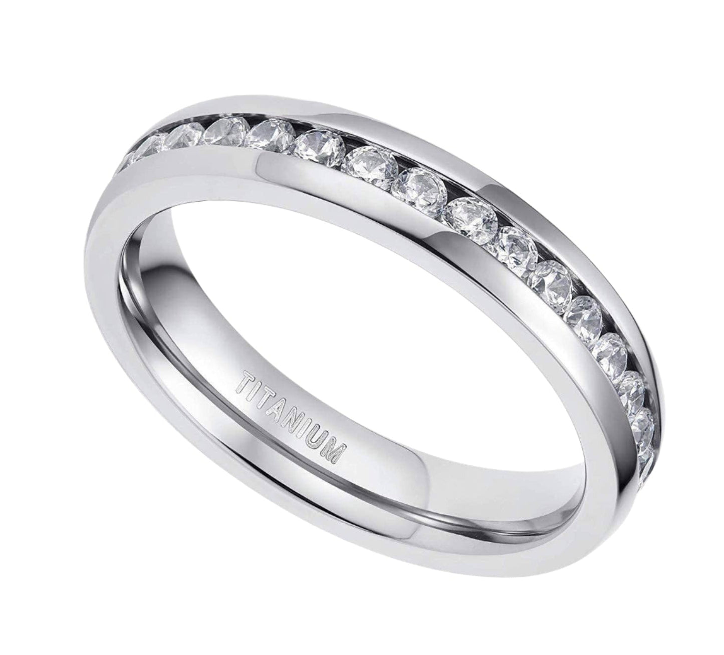 Full-Eternity Diamond Titanium Wedding Band