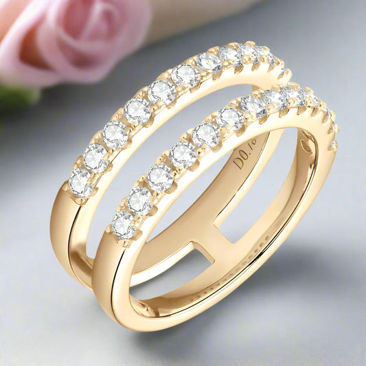 Double Layer Round Cut Diamond Wedding Band Enhancer