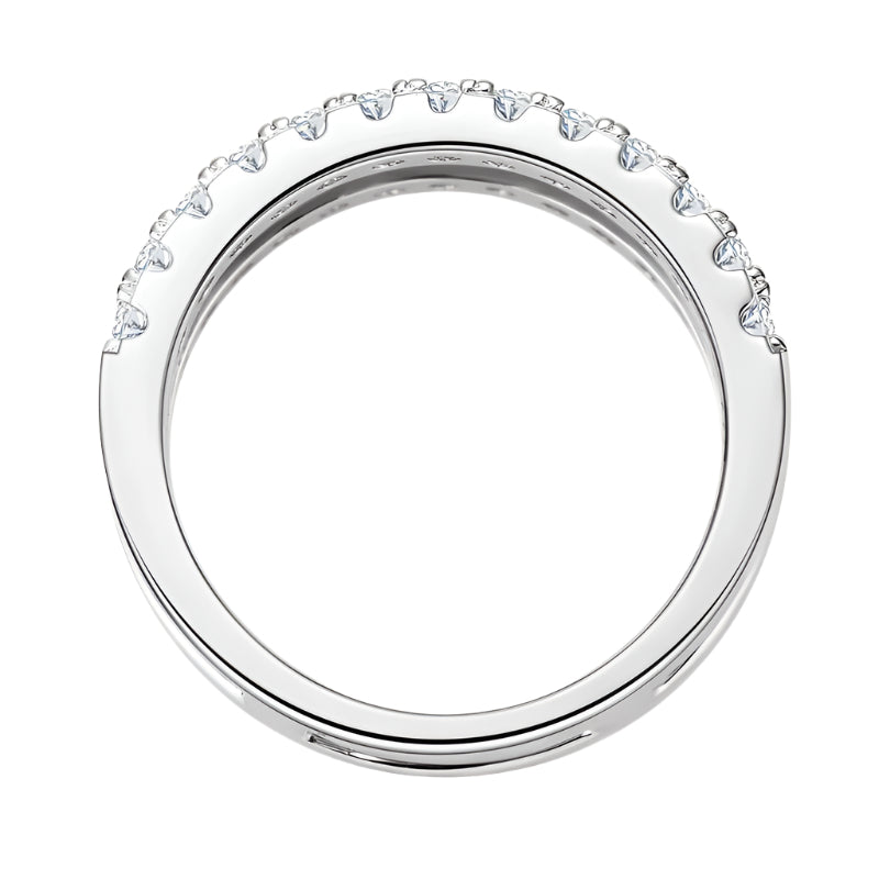 Double Layer Round Cut Diamond Wedding Band Enhancer