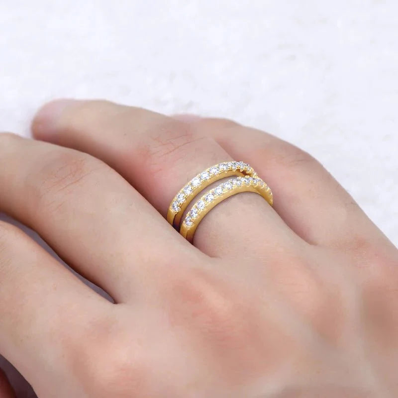 Double Layer Round Cut Diamond Wedding Band Enhancer