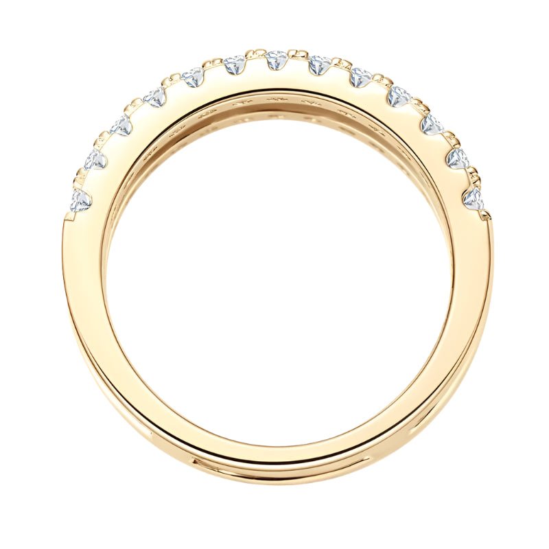 Double Layer Round Cut Diamond Wedding Band Enhancer