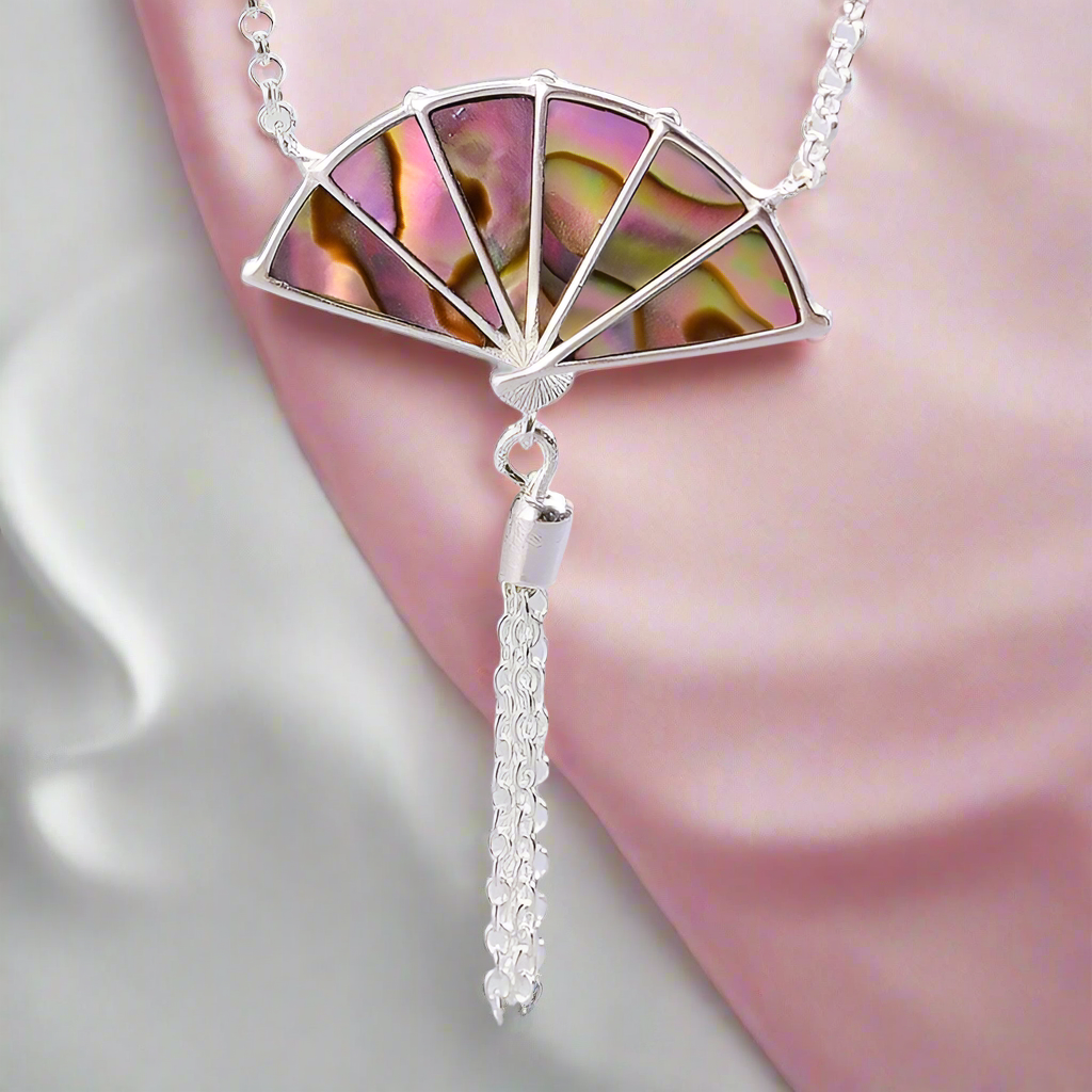 Folding Fan with Tassel Necklace
