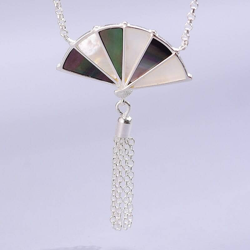 Folding Fan with Tassel Necklace