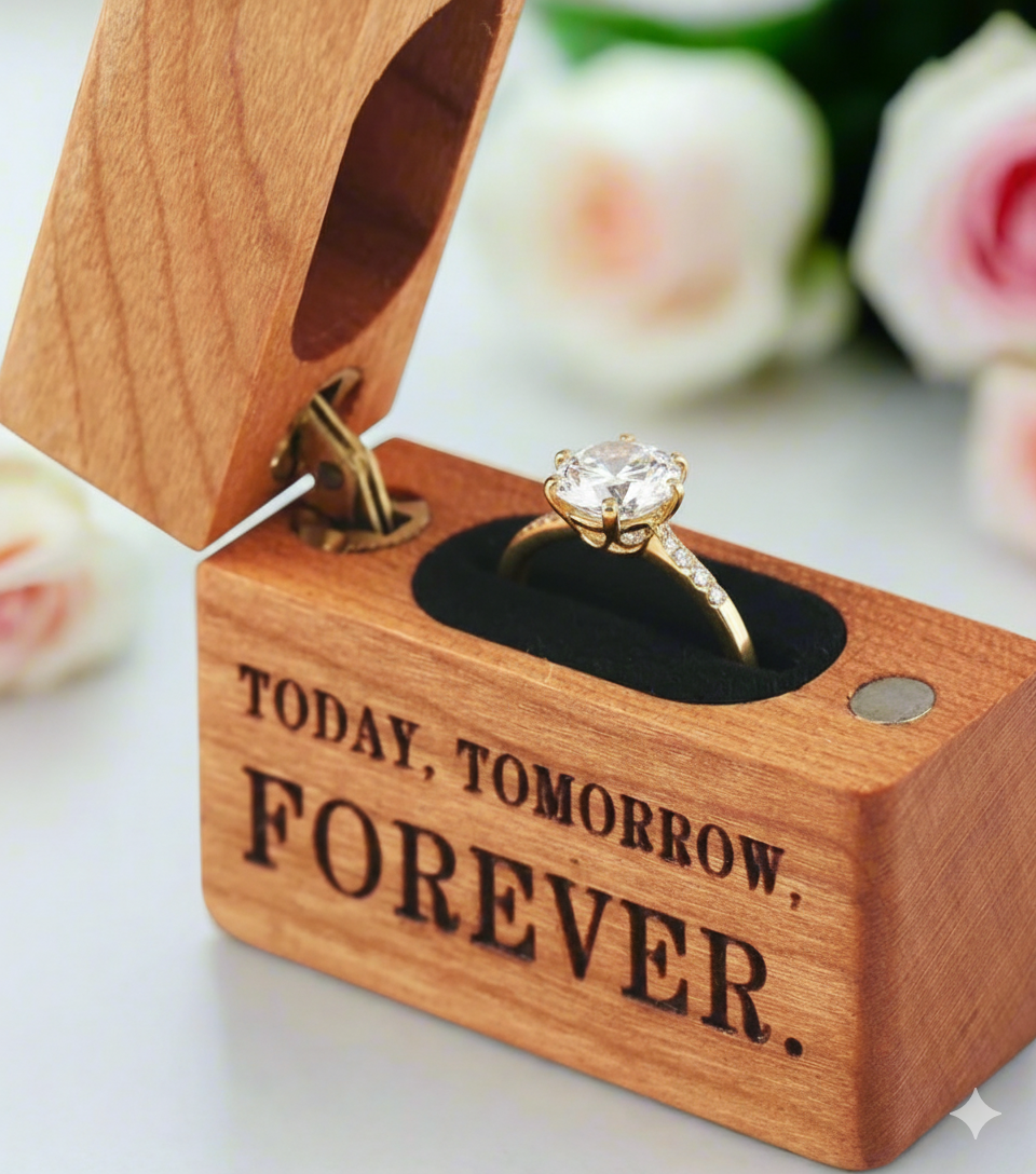 Forever- Mini Wooden Ring Box Single Slot