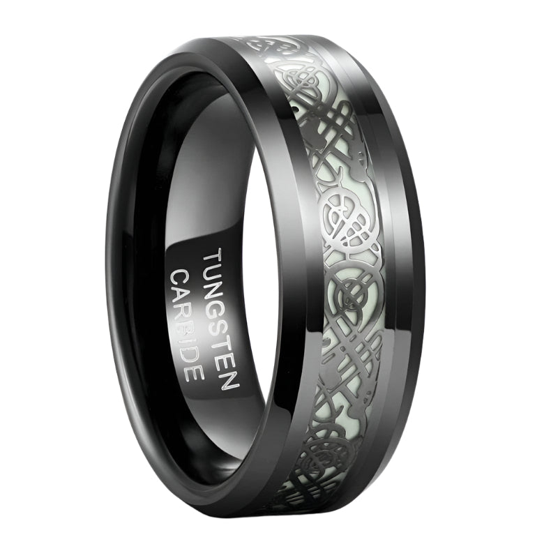 Luminous Dragon Inlay Men's Tungsten Wedding Band