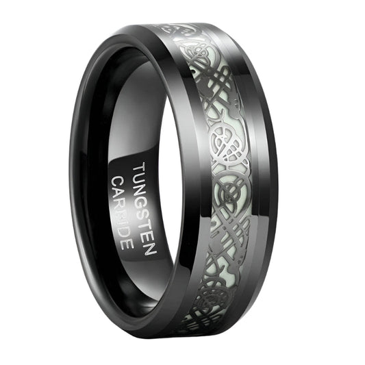 Luminous Dragon Inlay Men's Tungsten Wedding Band