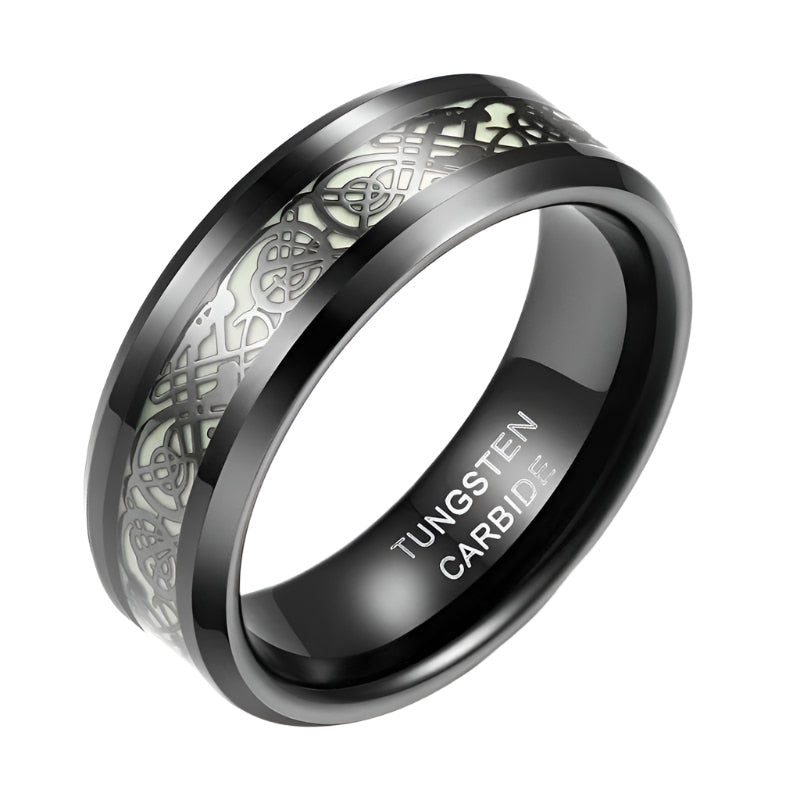 Luminous Dragon Inlay Men's Tungsten Wedding Band
