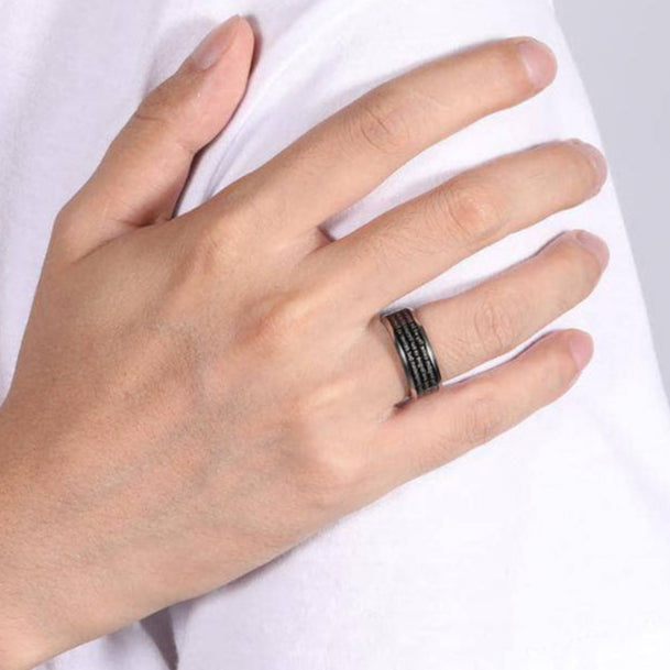 Men's Titanium Wedding Band with Bible Verse