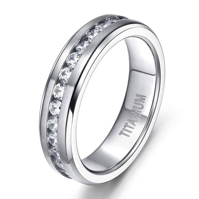 Titanium Men's Wedding Band with Diamond