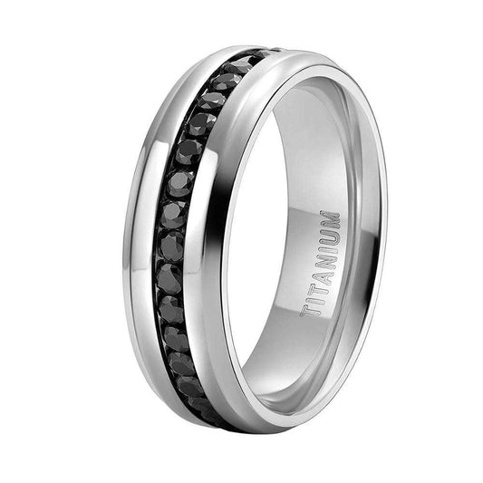 Titanium Men's Wedding Band with Diamond