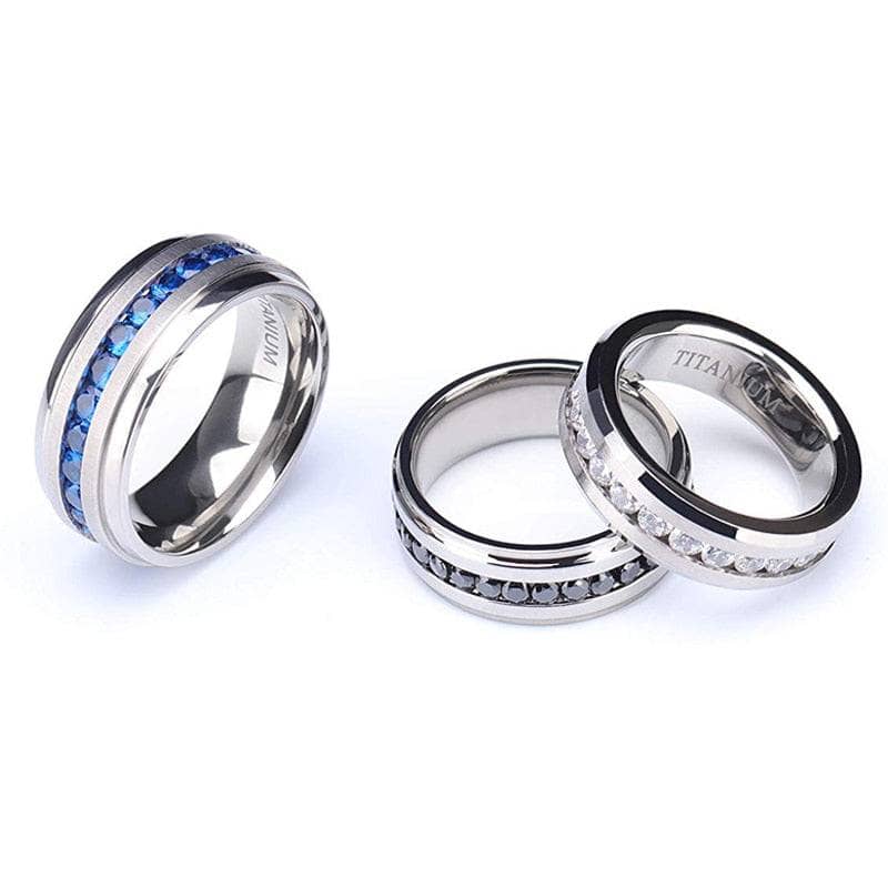 Titanium Men's Wedding Band with Diamond
